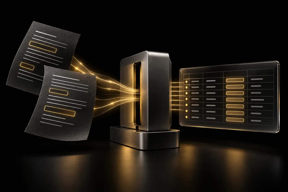 Document fields flowing into a structured data table